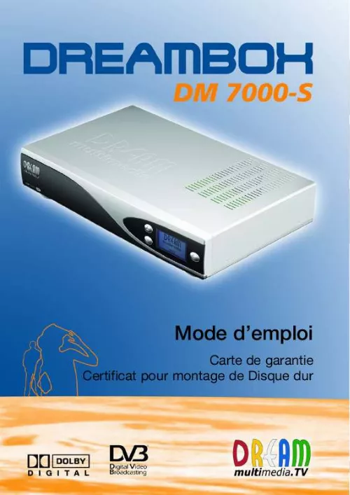 Mode d'emploi DREAM MULTIMEDIA DREAMBOX DM7000-S