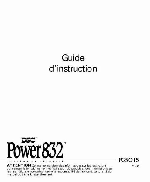Mode d'emploi DSC POWER832