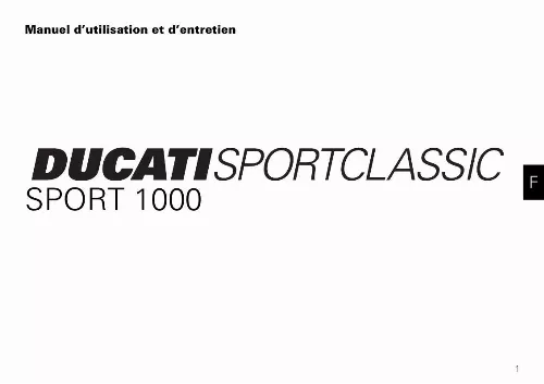 Mode d'emploi DUCATI SPORT 1000 BIPOSTO