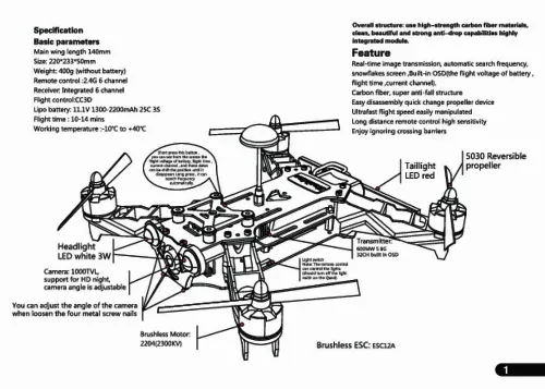 Mode d'emploi EACHINE RACER 250