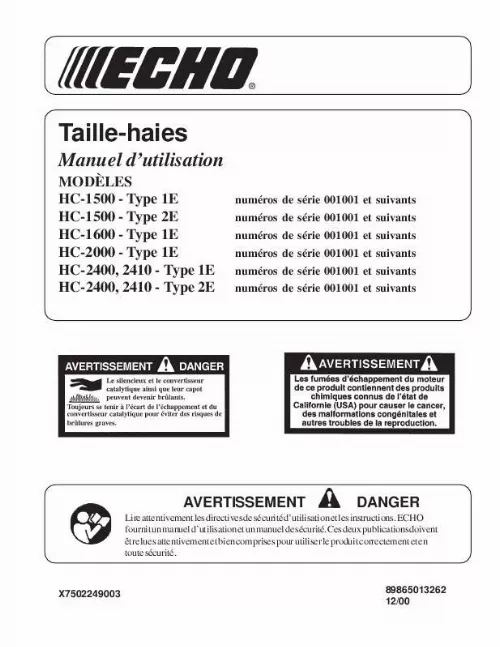 Mode d'emploi ECHO HC-2410 TYPE 1E