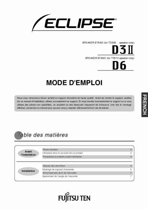 Mode d'emploi ECLIPSE D3II