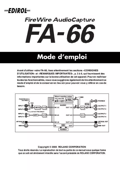 Mode d'emploi EDIROL FA-66