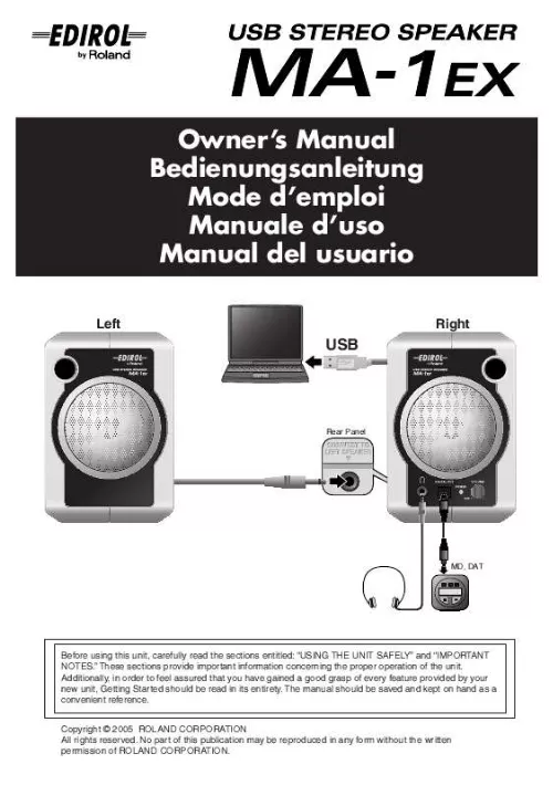 Mode d'emploi EDIROL MA-1EX