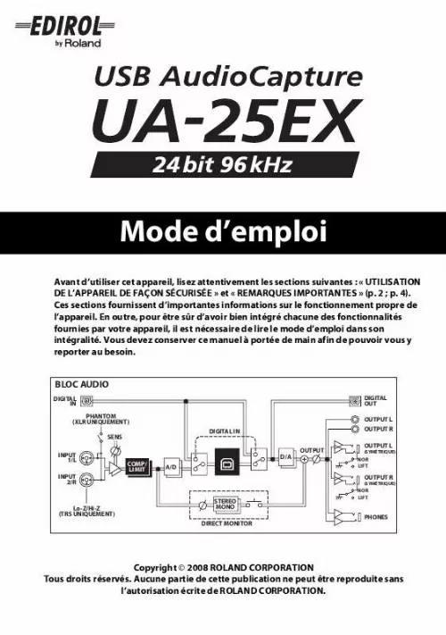 Mode d'emploi EDIROL UA-25EX