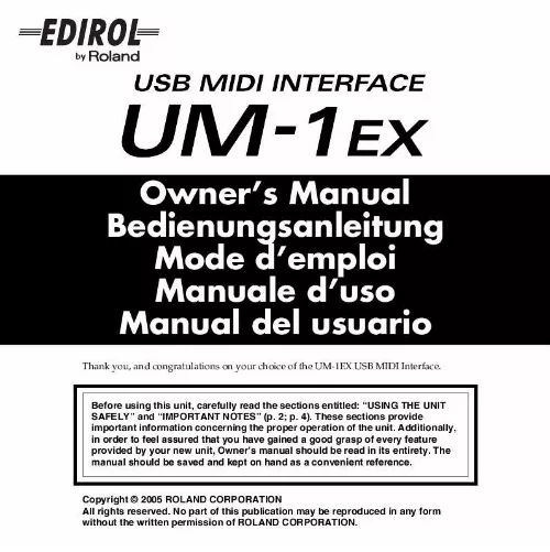 Mode d'emploi EDIROL UM-1EX