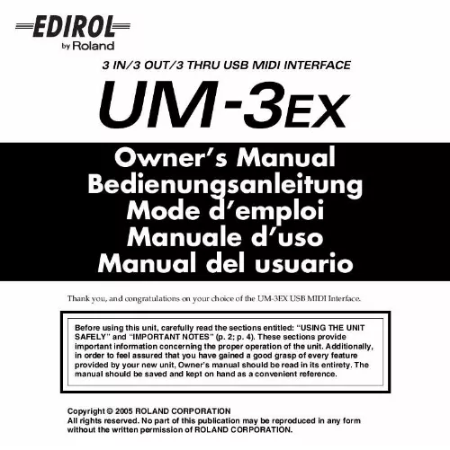 Mode d'emploi EDIROL UM-3EX