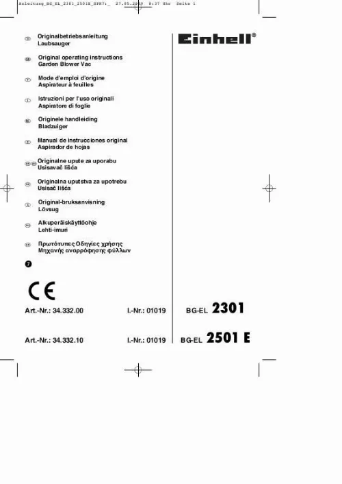 Mode d'emploi EINHELL BG-EL 2301