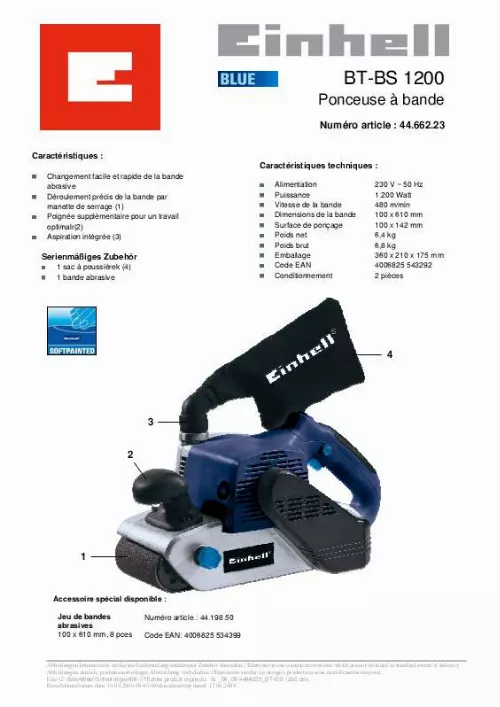 Mode d'emploi EINHELL BT-BS 1200