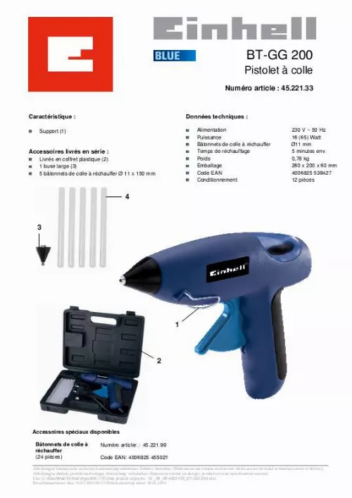 Mode d'emploi EINHELL BT-GG 200