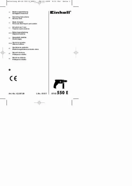 Mode d'emploi EINHELL BT-ID 550 E