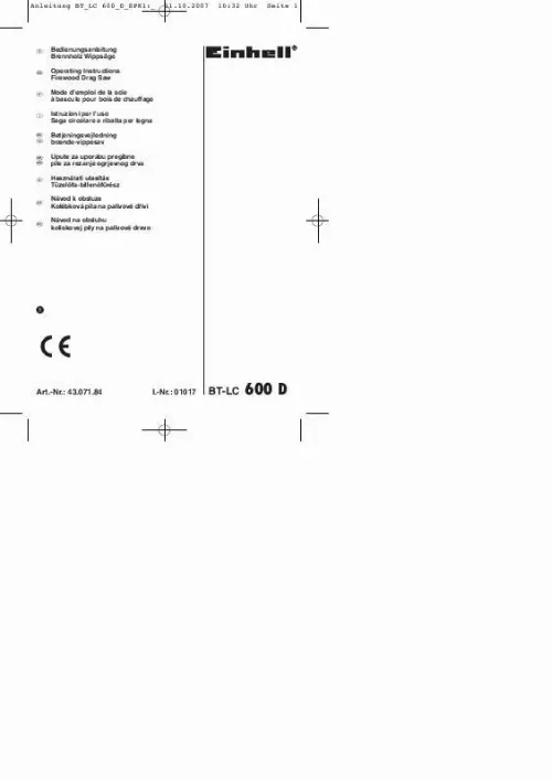 Mode d'emploi EINHELL BT-LC 600 D