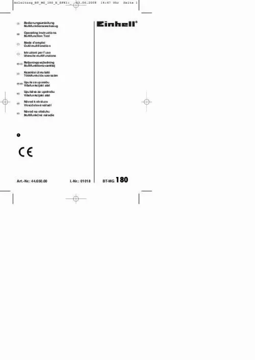 Mode d'emploi EINHELL BT-MG 180