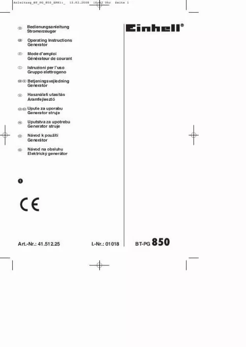 Mode d'emploi EINHELL BT-PG 850