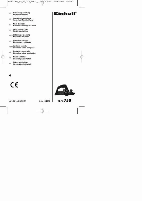 Mode d'emploi EINHELL BT-PL 750