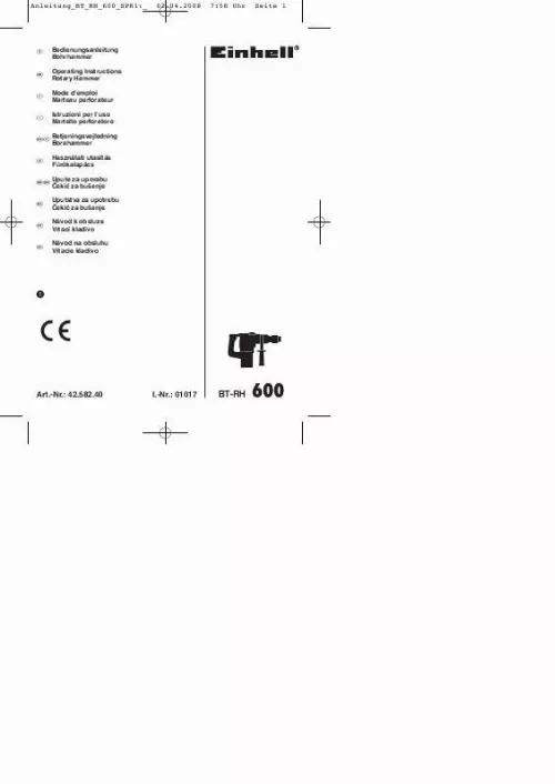 Mode d'emploi EINHELL BT-RH 600