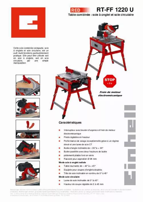 Mode d'emploi EINHELL RT-FF 1220 U