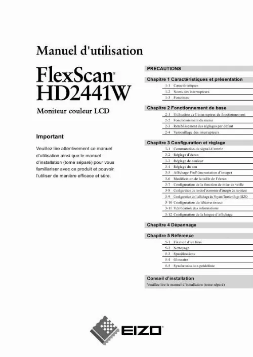 Mode d'emploi EIZO FLEXSCAN HD2441W