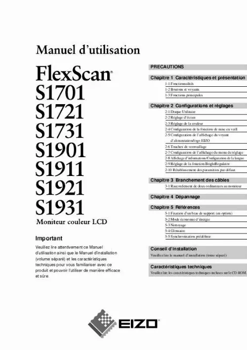 Mode d'emploi EIZO FLEXSCAN S1701