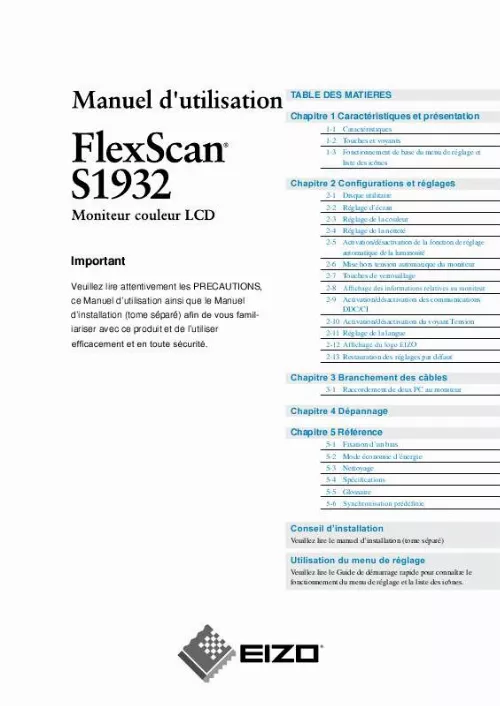 Mode d'emploi EIZO FLEXSCAN S1932