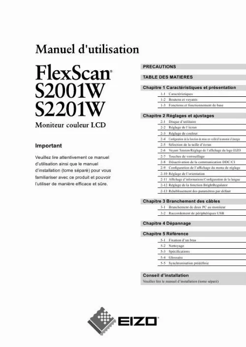 Mode d'emploi EIZO FLEXSCAN S2001W