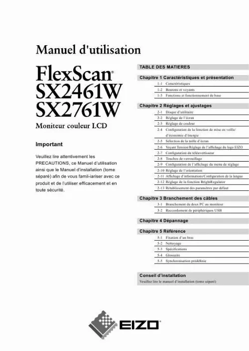 Mode d'emploi EIZO FLEXSCAN SX2461W