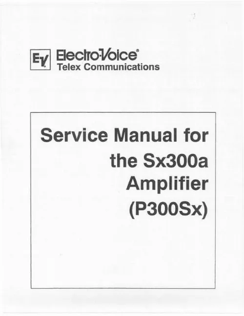Mode d'emploi ELECTRO-VOICE SX300A