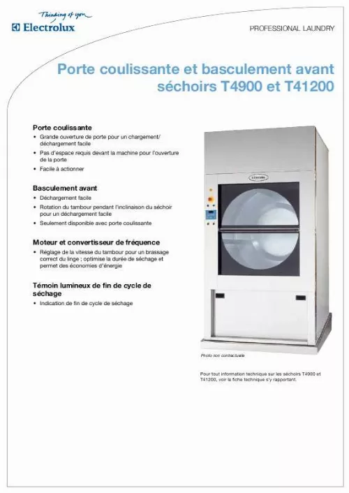 Mode d'emploi ELECTROLUX LAUNDRY SYSTEMS T41200