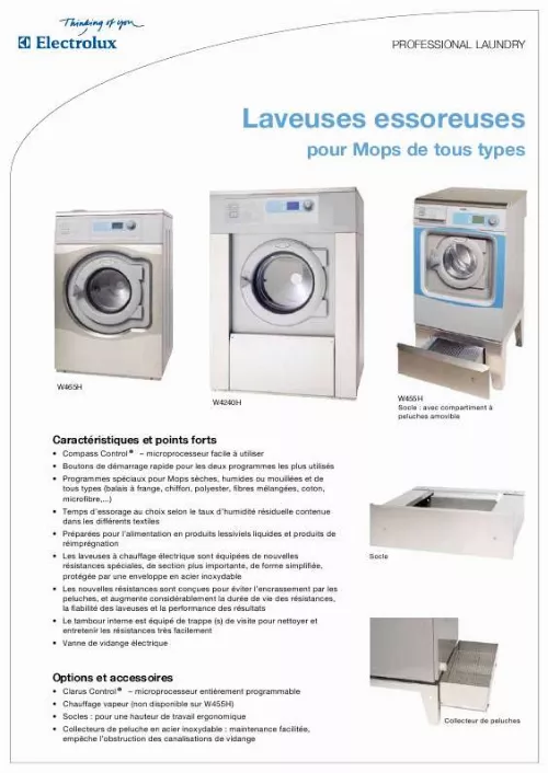 Mode d'emploi ELECTROLUX LAUNDRY SYSTEMS W465H