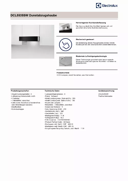 Mode d'emploi ELECTROLUX DCL5535SW