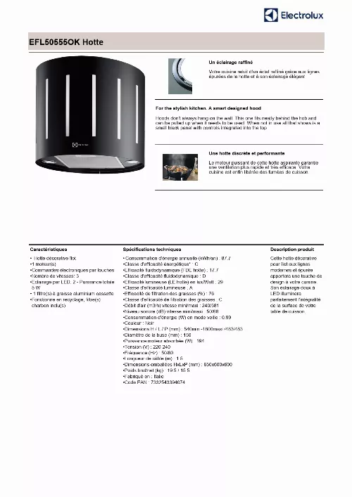 Mode d'emploi ELECTROLUX EFL50555OK