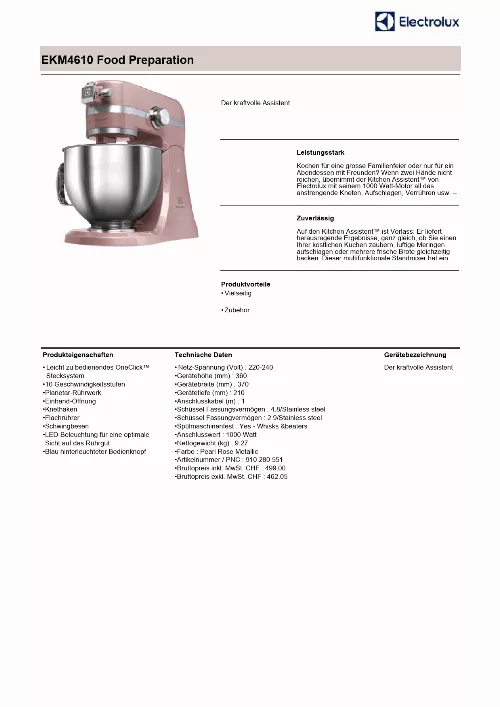 Mode d'emploi ELECTROLUX EKM4610