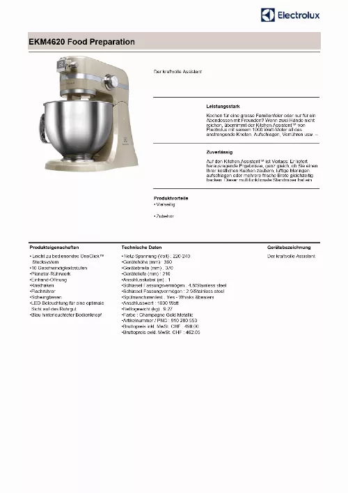 Mode d'emploi ELECTROLUX EKM4620