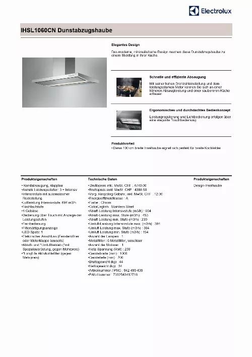 Mode d'emploi ELECTROLUX IHSL1060CN