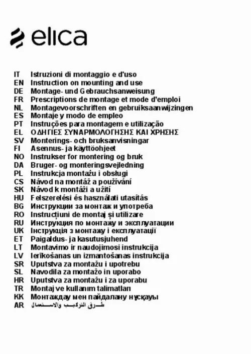 Mode d'emploi ELICA L'ESSENZA