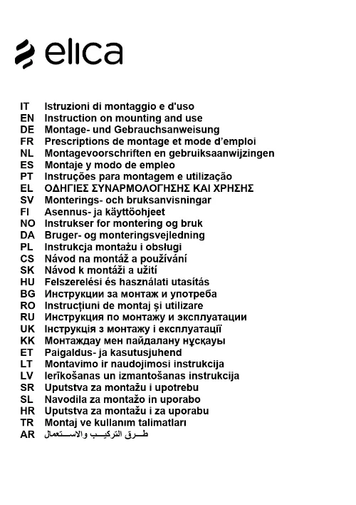 Mode d'emploi ELICA REEF A ISLAND IX/A/90X60