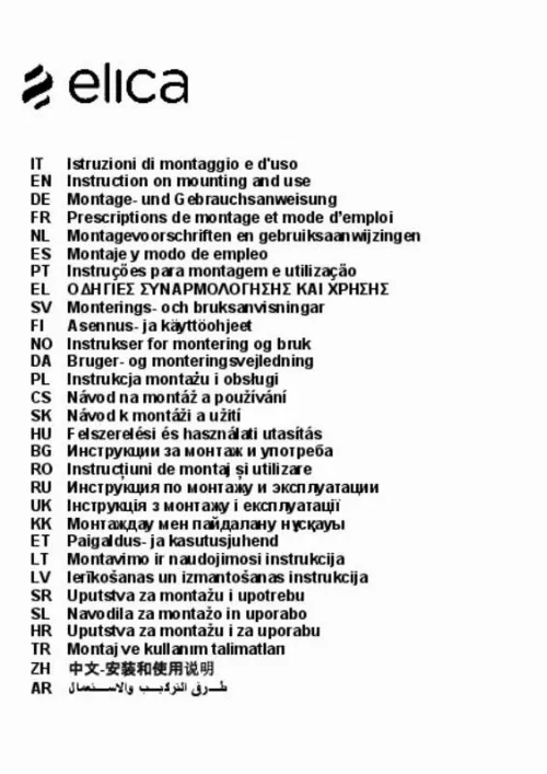 Mode d'emploi ELICA SHIRE BL/A/90