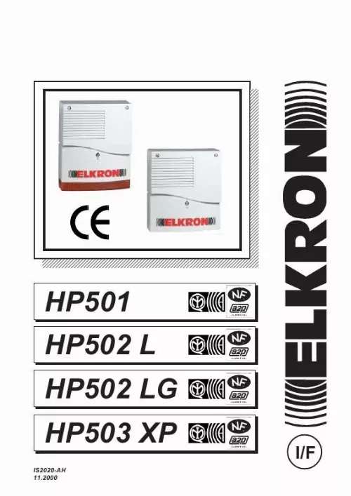 Mode d'emploi ELKRON HP501