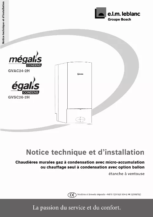 Mode d'emploi ELM LEBLANC MEGALIS GVAC24-2HV