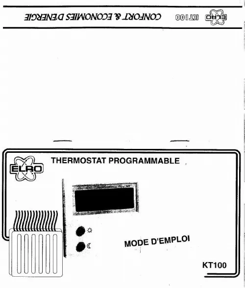 Mode d'emploi ELRO KT100 THERMOSTAT PROGRAMMABLE