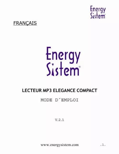 Mode d'emploi ENERGY SISTEM MP3 ELEGANCE 4000 COMPACT