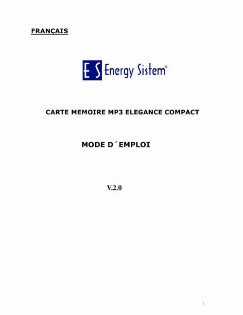 Mode d'emploi ENERGY SISTEM MP3 ELEGANCE 4100 COMPACT