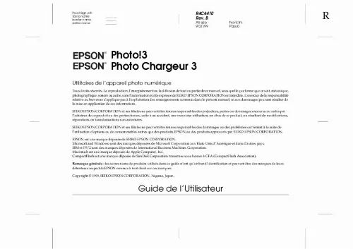 Mode d'emploi EPSON 850Z