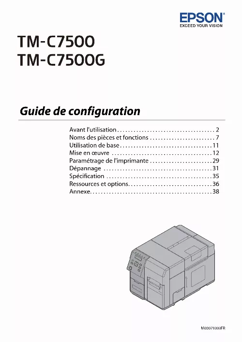 Mode d'emploi EPSON COLORWORKS C7500