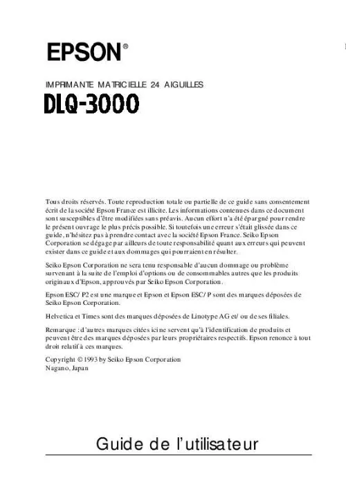 Mode d'emploi EPSON DLQ-3000