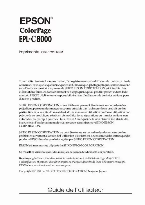Mode d'emploi EPSON EPL-C8000