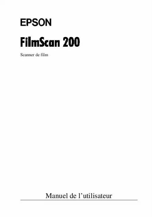 Mode d'emploi EPSON FILMSCAN 200
