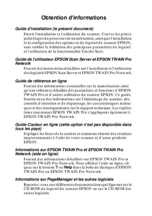 Mode d'emploi EPSON GT-10000+