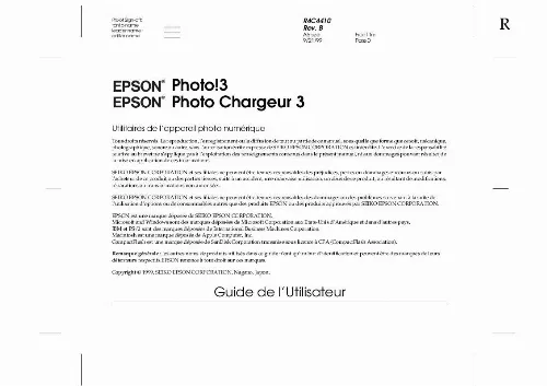 Mode d'emploi EPSON PHOTOPC 2100Z