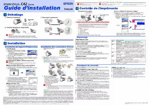 Mode d'emploi EPSON STYLUS C42